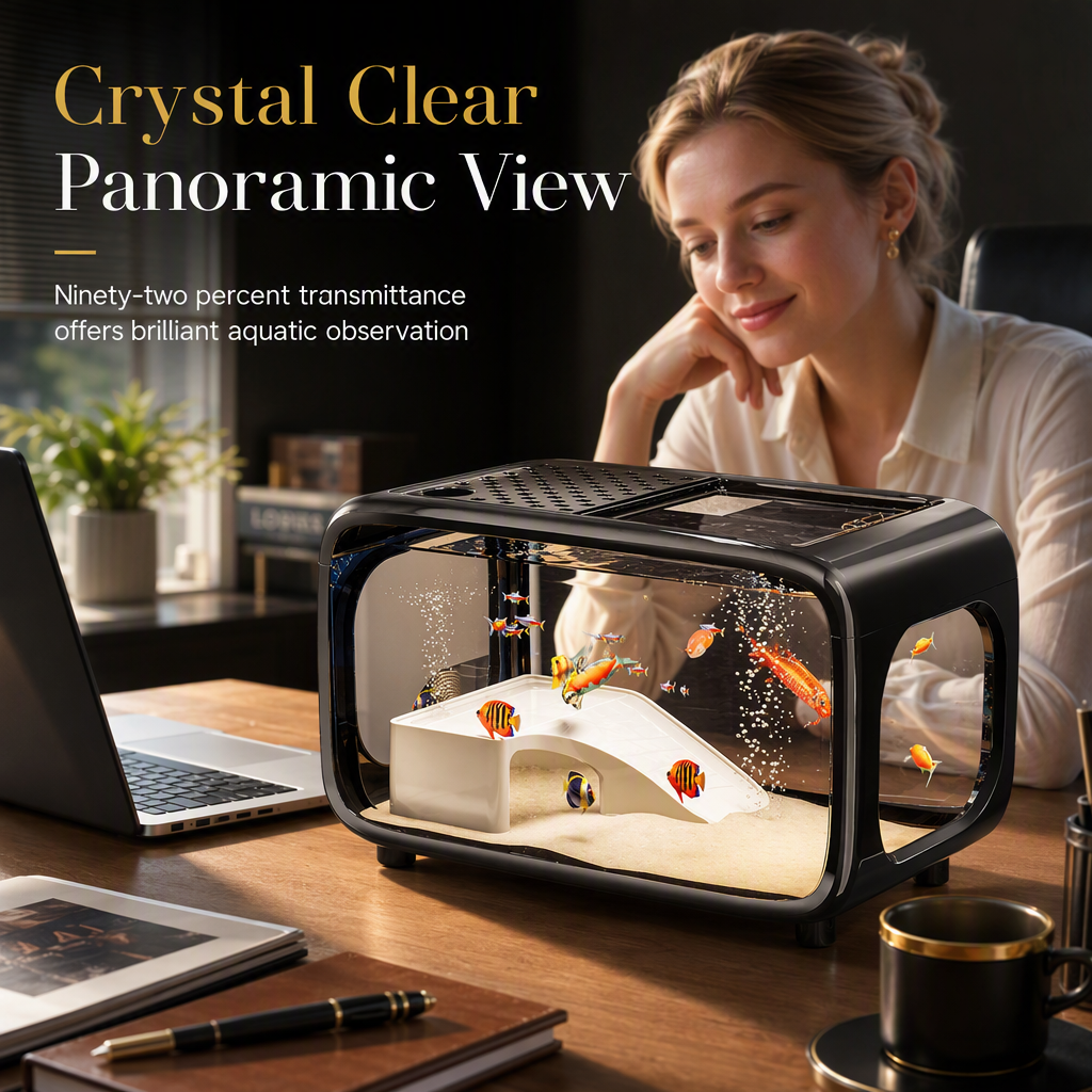 🐟 50 % Rabatt! 🌿Transparentes Mini-Aquarium mit Deckel – Dekorativer Fischbehälter für Wohnzimmer, Büro & Zuhause