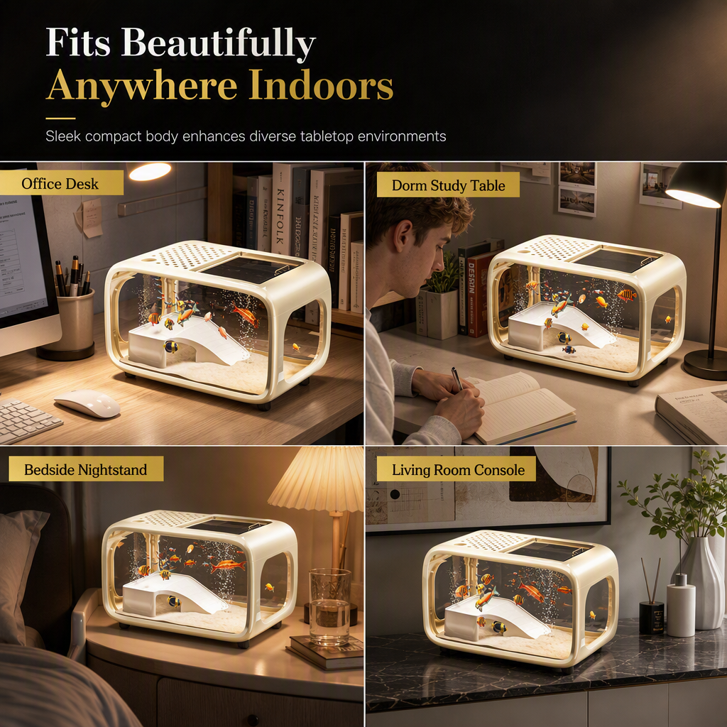 🐟 50 % Rabatt! 🌿Transparentes Mini-Aquarium mit Deckel – Dekorativer Fischbehälter für Wohnzimmer, Büro & Zuhause