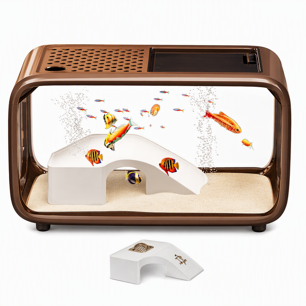 🐟 50 % Rabatt! 🌿Transparentes Mini-Aquarium mit Deckel – Dekorativer Fischbehälter für Wohnzimmer, Büro & Zuhause