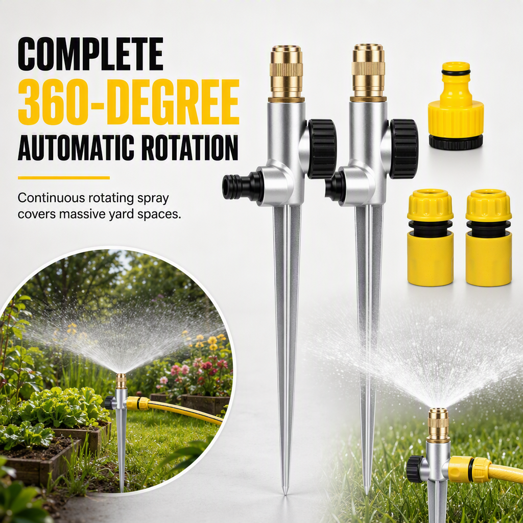 🌱 50 % Rabatt! Rotierender Gartensprinkler mit Messingdüse – Metall Rasensprenger für gleichmäßige Gartenbewässerung