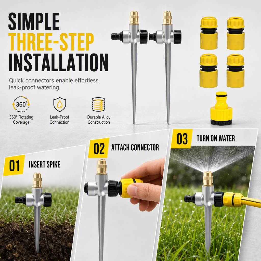 🌱 50 % Rabatt! Rotierender Gartensprinkler mit Messingdüse – Metall Rasensprenger für gleichmäßige Gartenbewässerung