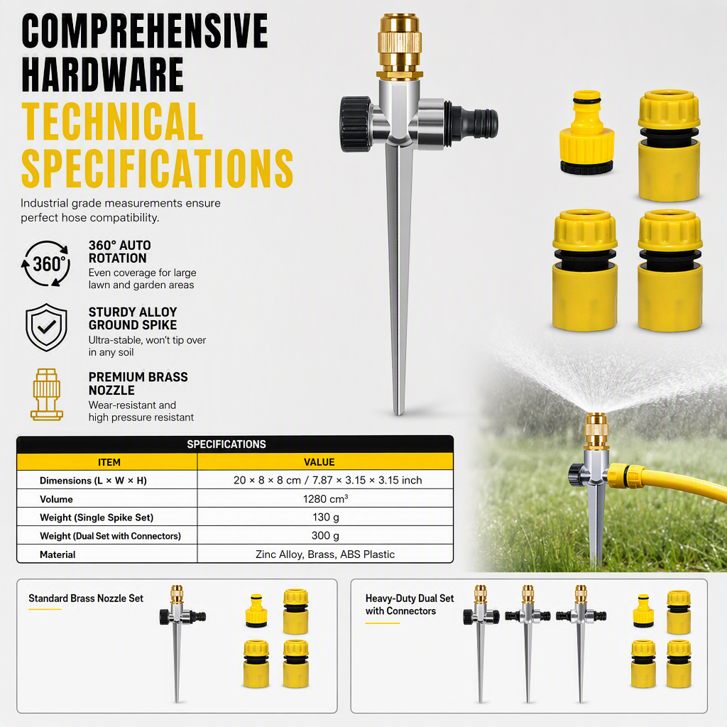 🌱 50 % Rabatt! Rotierender Gartensprinkler mit Messingdüse – Metall Rasensprenger für gleichmäßige Gartenbewässerung