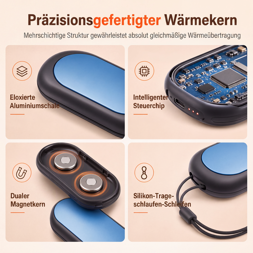 📢📢50% RABATT !!⏰Magnetischer, teilbarer 2-in-1 wiederaufladbarer Handwärmer – Mini tragbarer USB-Elektro-Handwärmer