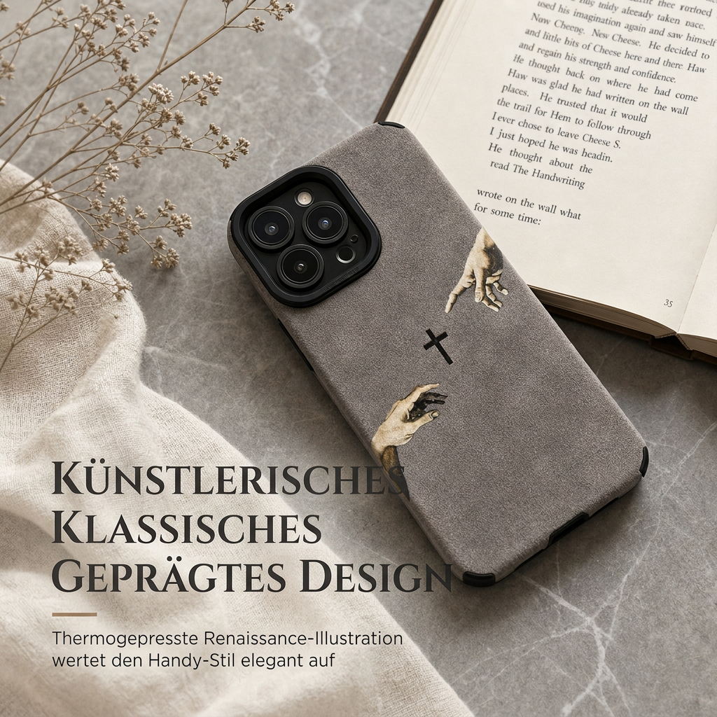 ✝️ 50 % Rabatt! iPhone Hülle in Wildleder-Optik mit Kreuz-Motiv – Vintage Design & stilvoller Schutz