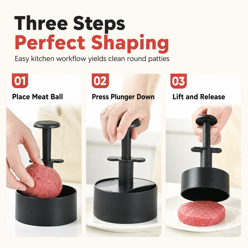 🍔 Runde Burgerpresse & Patty-Maker – Hamburger-Form für gleichmäßige Patties