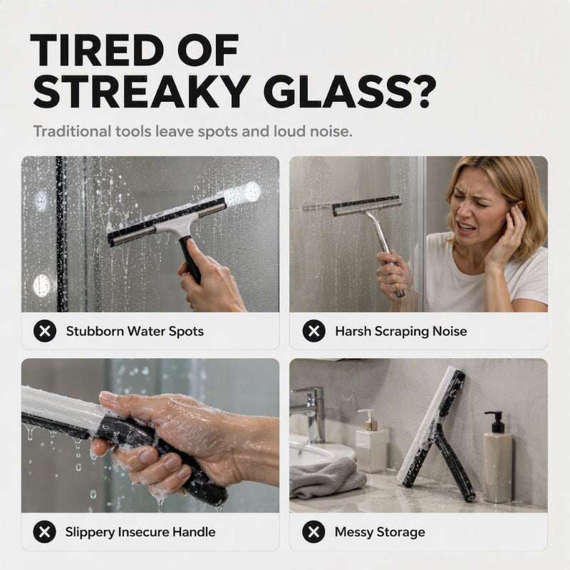 🚿💧 Multifunktionaler Silikon-Abzieher für Dusche & Bad – für Glas, Fliesen & Spiegel