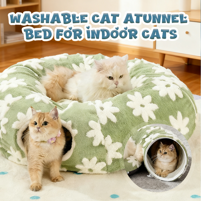 🐱 Donut-Katzentunnel aus Plüsch – weiche Spielröhre zum Rollen, Verstecken & Kuscheln