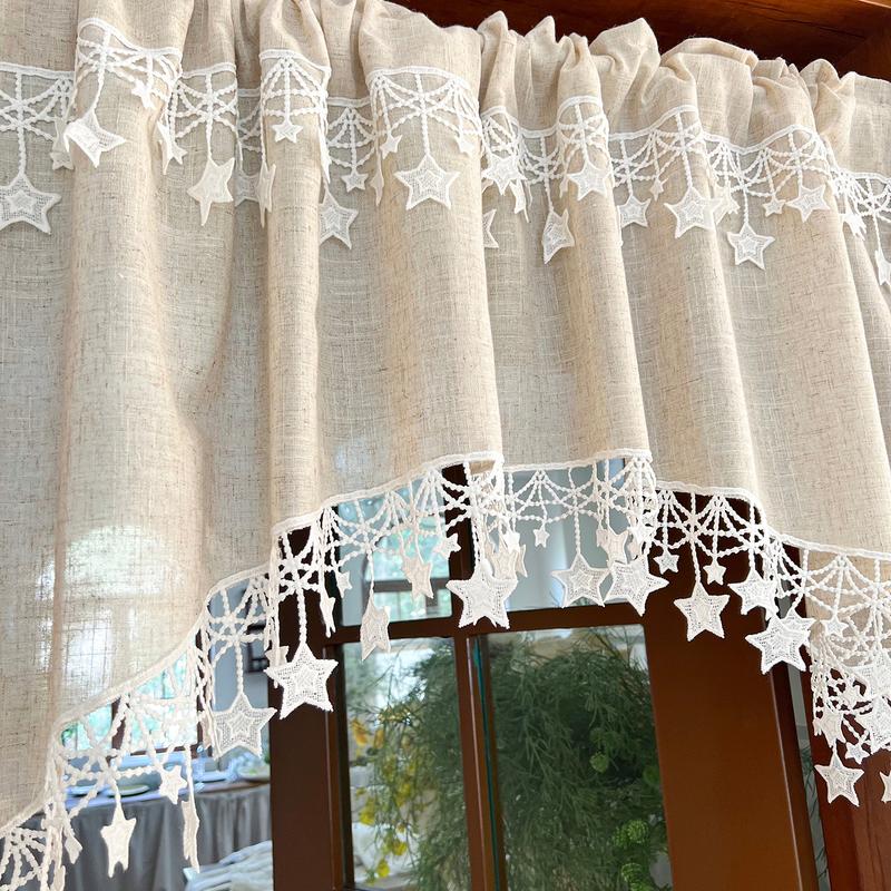 ⭐ Landhaus-Gardine mit Sternen – leichte Fenstervorhänge für Küche, Café & Zuhause