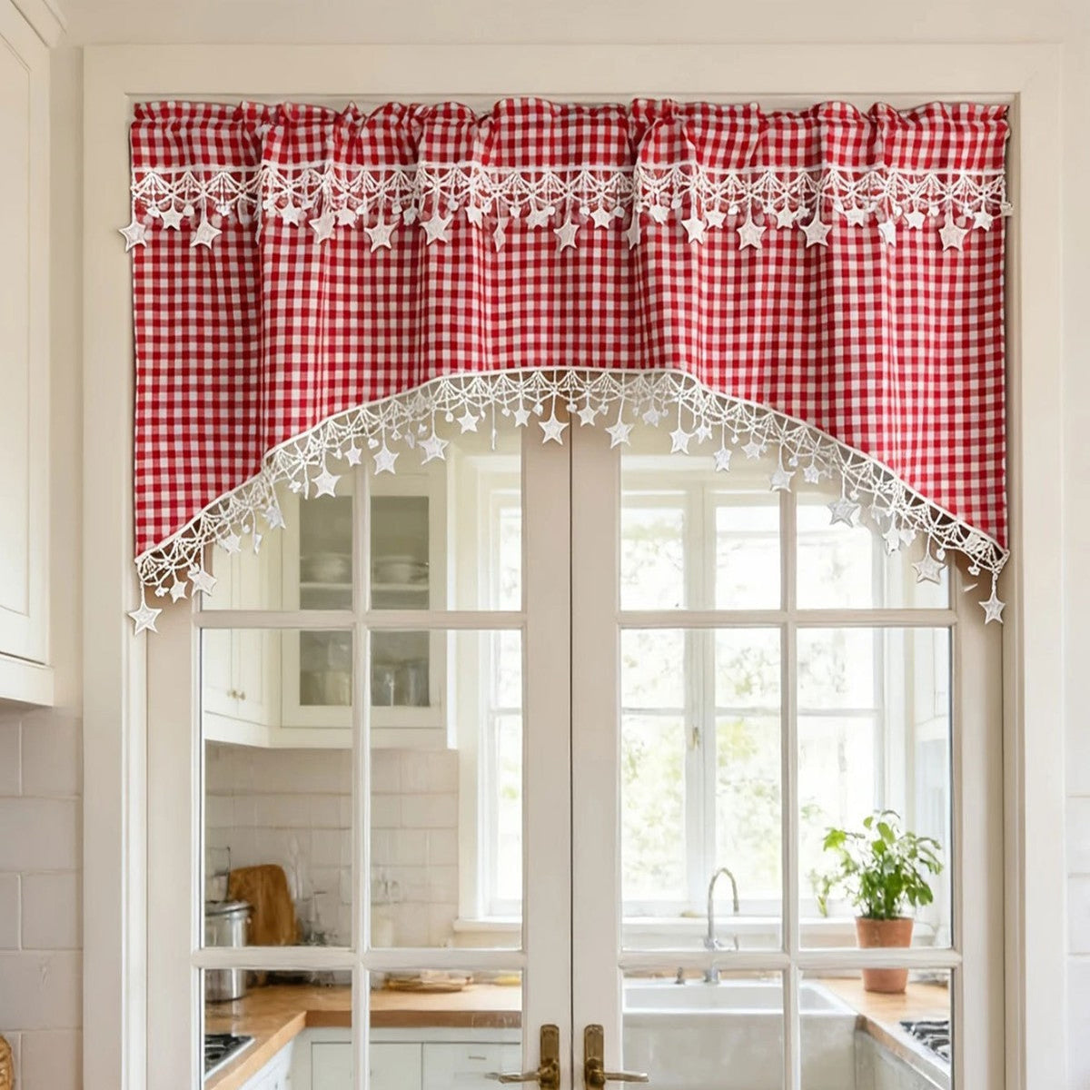 ⭐ Landhaus-Gardine mit Sternen – leichte Fenstervorhänge für Küche, Café & Zuhause
