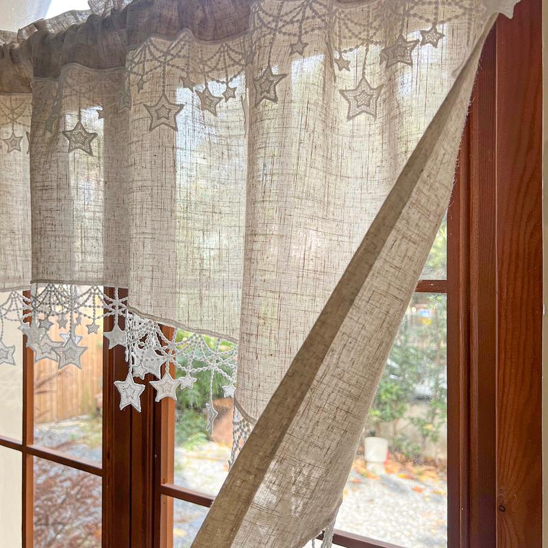 ⭐ Landhaus-Gardine mit Sternen – leichte Fenstervorhänge für Küche, Café & Zuhause