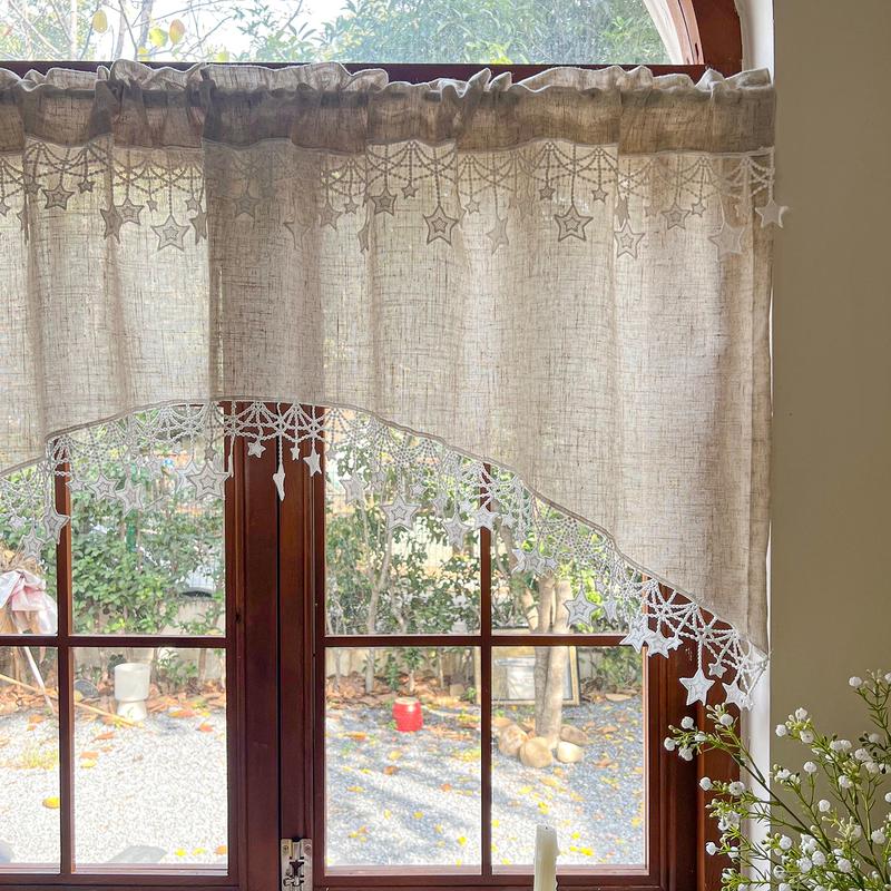 ⭐ Landhaus-Gardine mit Sternen – leichte Fenstervorhänge für Küche, Café & Zuhause