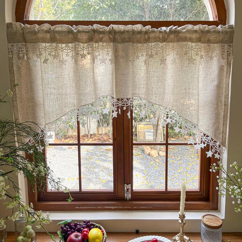 ⭐ Landhaus-Gardine mit Sternen – leichte Fenstervorhänge für Küche, Café & Zuhause