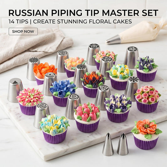 🧁 Spritzbeutel-Tüllen-Set aus Edelstahl – Spritztüllen für Kuchen, Kekse & Cupcakes