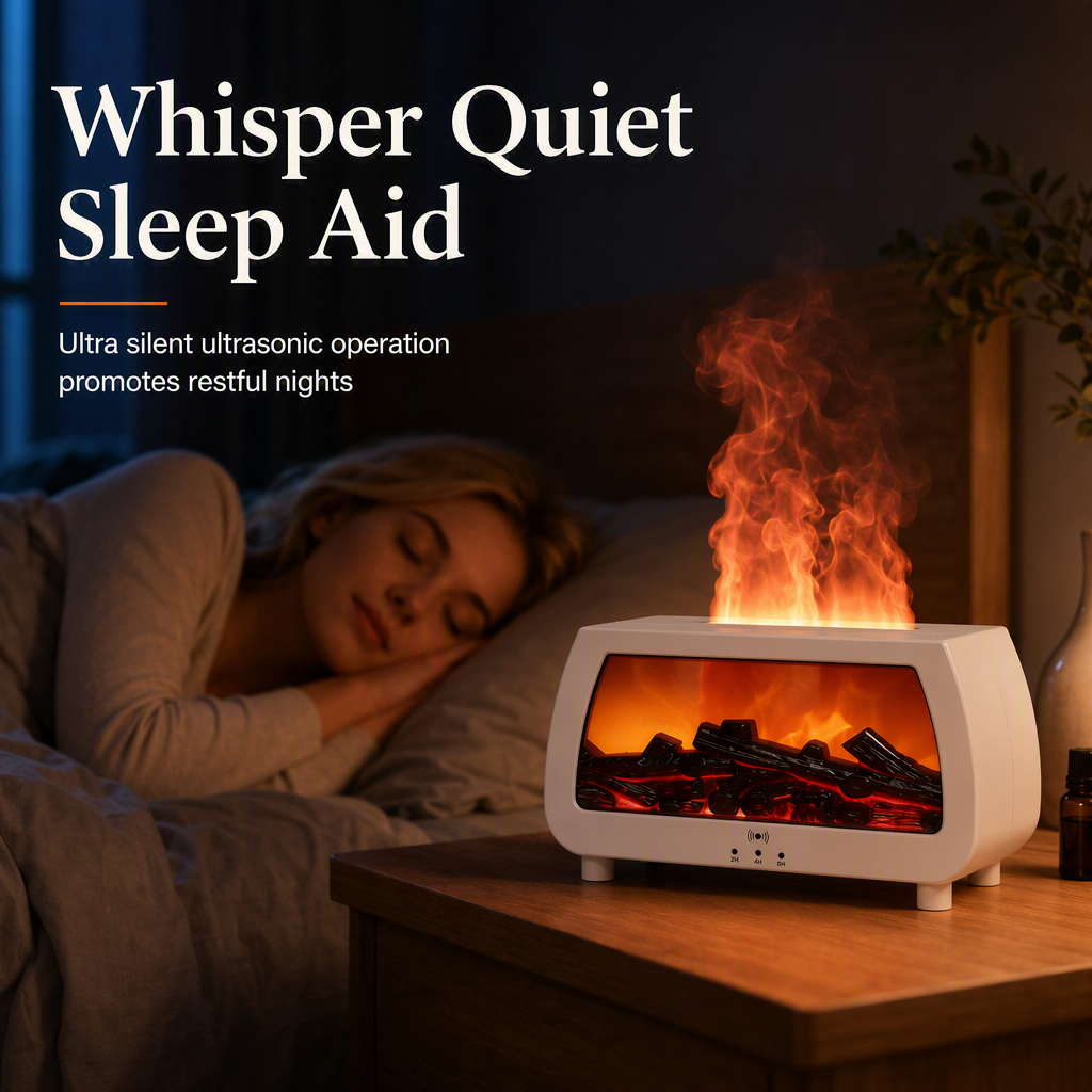 🔥 Kamin-Luftbefeuchter mit Flammeneffekt & Aroma-Diffusor – automatische Duftabgabe, für ätherische Öle