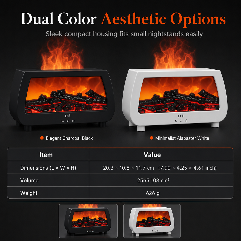 🔥 Kamin-Luftbefeuchter mit Flammeneffekt & Aroma-Diffusor – automatische Duftabgabe, für ätherische Öle