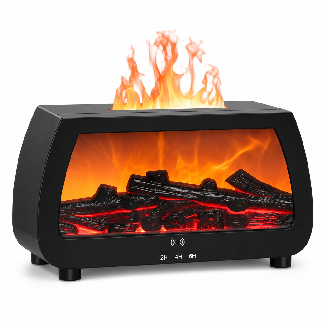 🔥 Kamin-Luftbefeuchter mit Flammeneffekt & Aroma-Diffusor – automatische Duftabgabe, für ätherische Öle