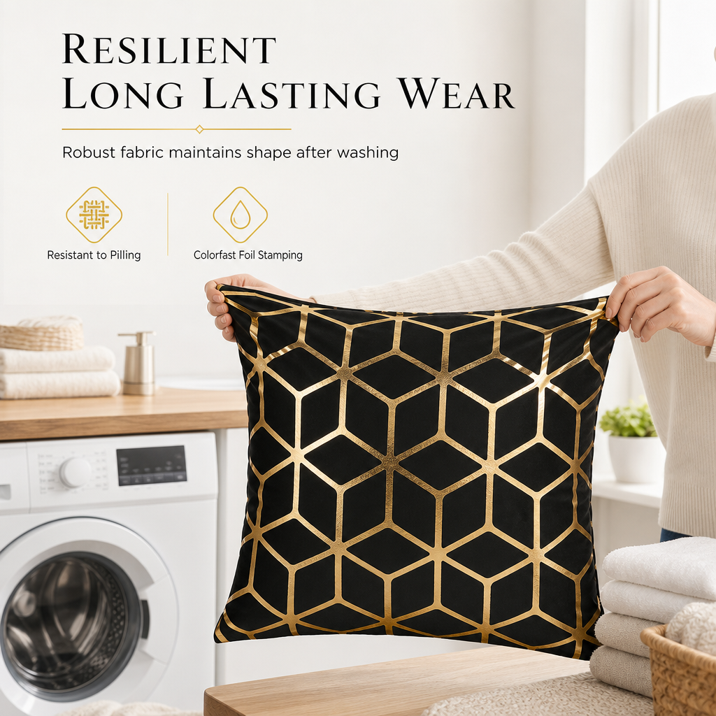 ⏰🛋️ 2 kaufen, 1 gratis – Goldgeprägter Kissenbezug, klassisch & elegant für Sofa & Zuhause