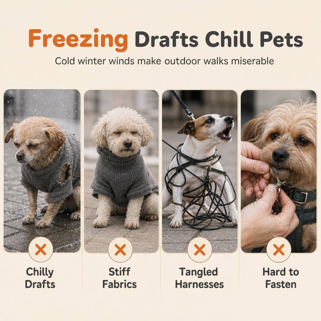 🐶 Wintermantel für Hunde mit integriertem Geschirr – warm, mit Reflektorstreifen, für kleine & mittlere Hunde