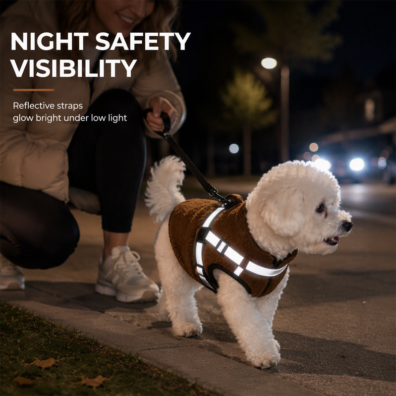 🐶 Wintermantel für Hunde mit integriertem Geschirr – warm, mit Reflektorstreifen, für kleine & mittlere Hunde