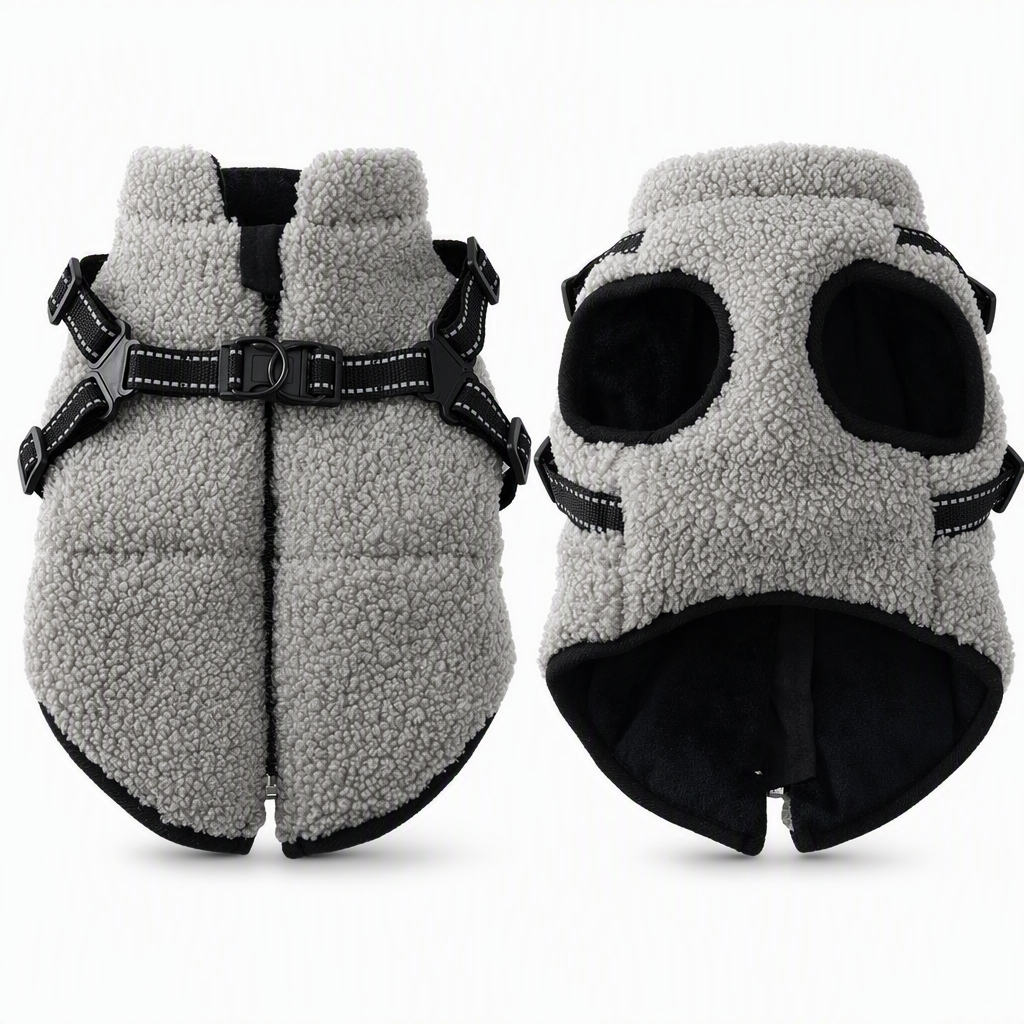 🐶 Wintermantel für Hunde mit integriertem Geschirr – warm, mit Reflektorstreifen, für kleine & mittlere Hunde