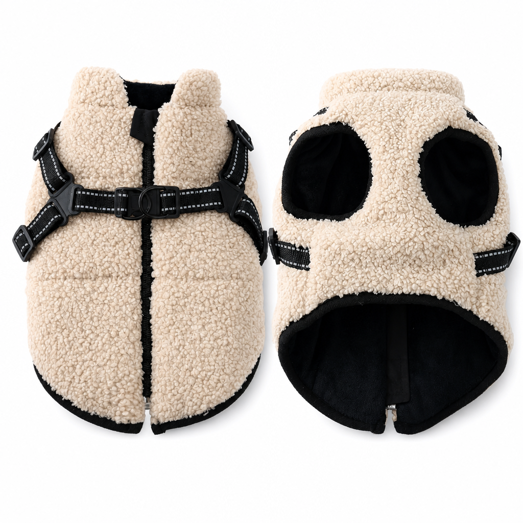 🐶 Wintermantel für Hunde mit integriertem Geschirr – warm, mit Reflektorstreifen, für kleine & mittlere Hunde