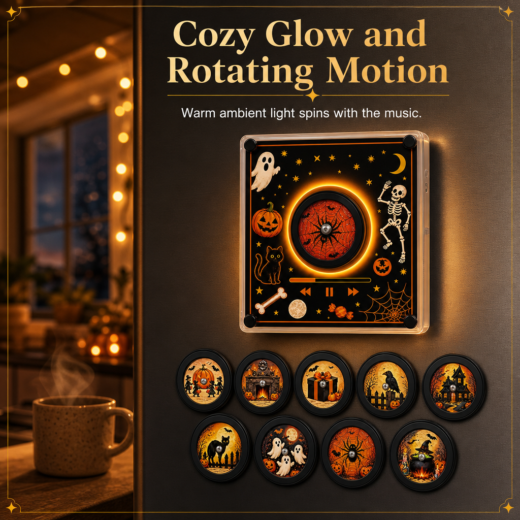 🎄 50% RABATT! 🎶 NFC Musik-Kühlschrankmagnet mit LED & Rotation – personalisierbar für Weihnachten🎁