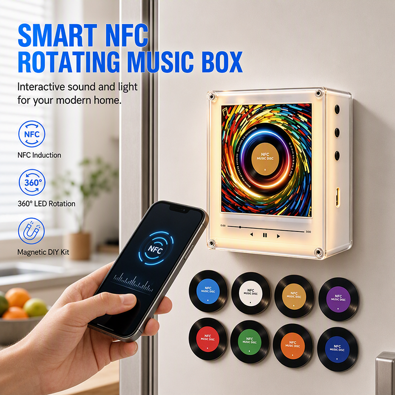 🎄 50% RABATT! 🎶 NFC Musik-Kühlschrankmagnet mit LED & Rotation – personalisierbar für Weihnachten🎁