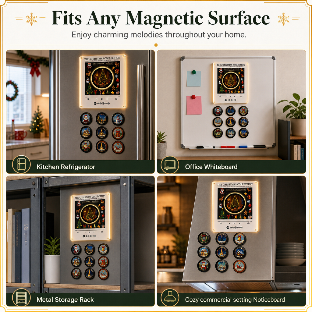 🎄 50% RABATT! 🎶 NFC Musik-Kühlschrankmagnet mit LED & Rotation – personalisierbar für Weihnachten🎁