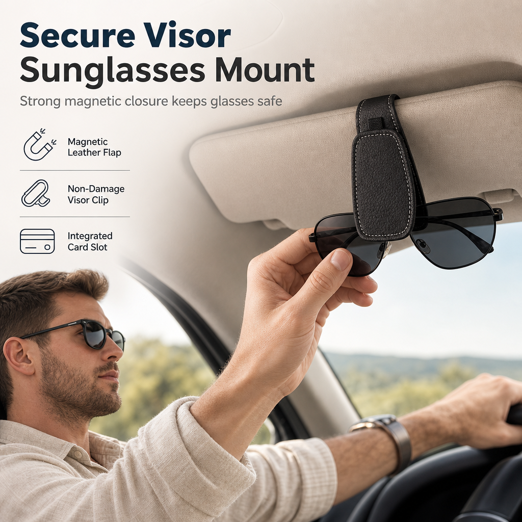 ⏳Nur für kurze Zeit 50 % Rabatt⏰ Auto-Sonnenbrillenhalter mit Doppelclip, Brillenhalterung & Kartenclip🚗🕶️
