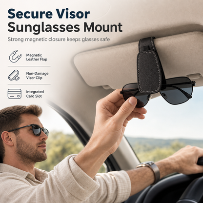 ⏳Nur für kurze Zeit 50 % Rabatt⏰ Auto-Sonnenbrillenhalter mit Doppelclip, Brillenhalterung & Kartenclip🚗🕶️