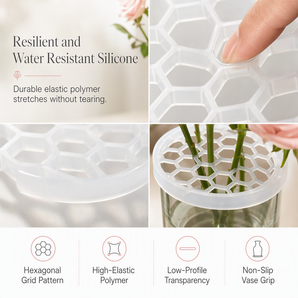 🎁 1+1 GRATIS💐 Silikon-Steckhilfe für Blumen – flexibles Gitter hält Blumen fest an Ort & Stelle, für Vasen & DIY