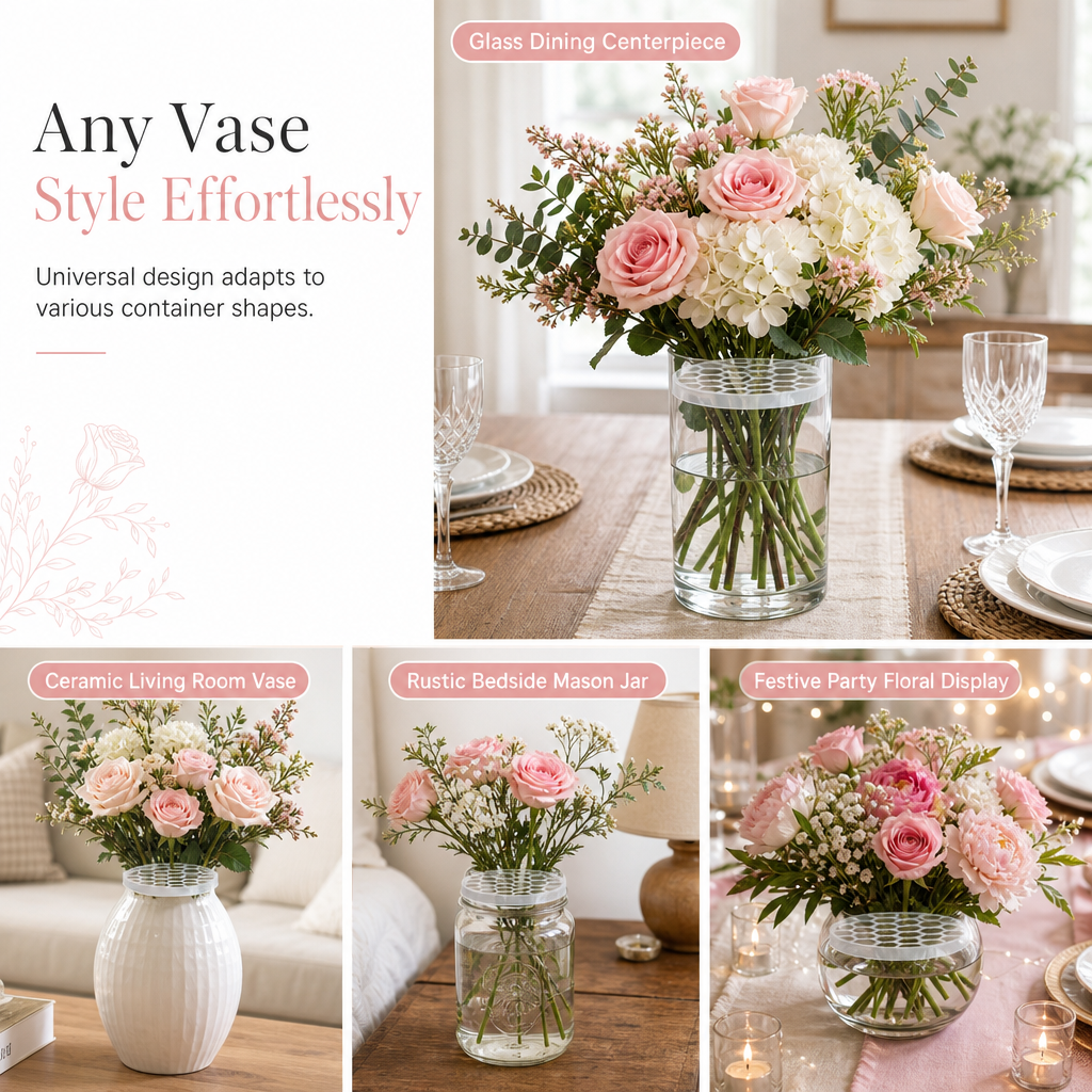 🎁 1+1 GRATIS💐 Silikon-Steckhilfe für Blumen – flexibles Gitter hält Blumen fest an Ort & Stelle, für Vasen & DIY