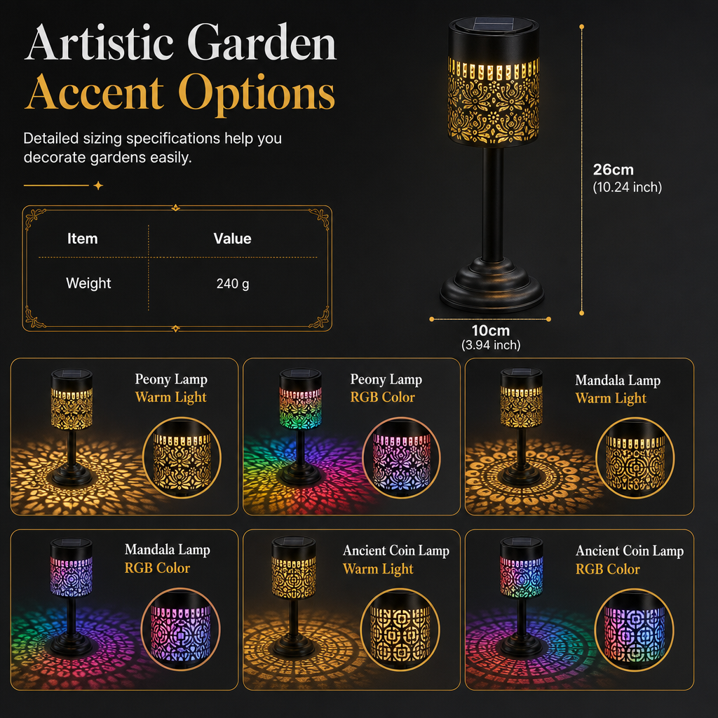 Outdoor Iron Table Lamp Peony Shaped Decorative Atmosphere Light