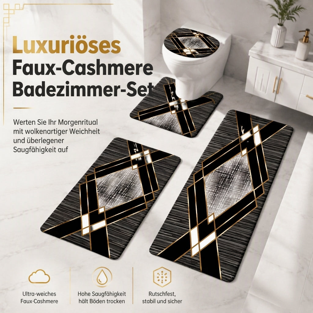 🛁 4-teiliges Badezimmer-Teppichset aus Mikrofaser – stark saugfähig, rutschfest & waschbar, weich wie Kaschmir