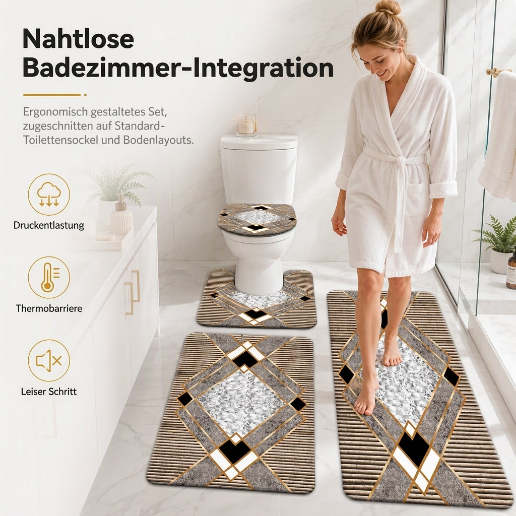 🛁 4-teiliges Badezimmer-Teppichset aus Mikrofaser – stark saugfähig, rutschfest & waschbar, weich wie Kaschmir