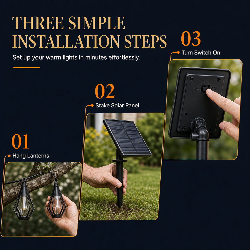 Solar Flame String Lights Outdoor Waterproof Decorative Lighting with Light Sensor for Garden Patio Yard Camping