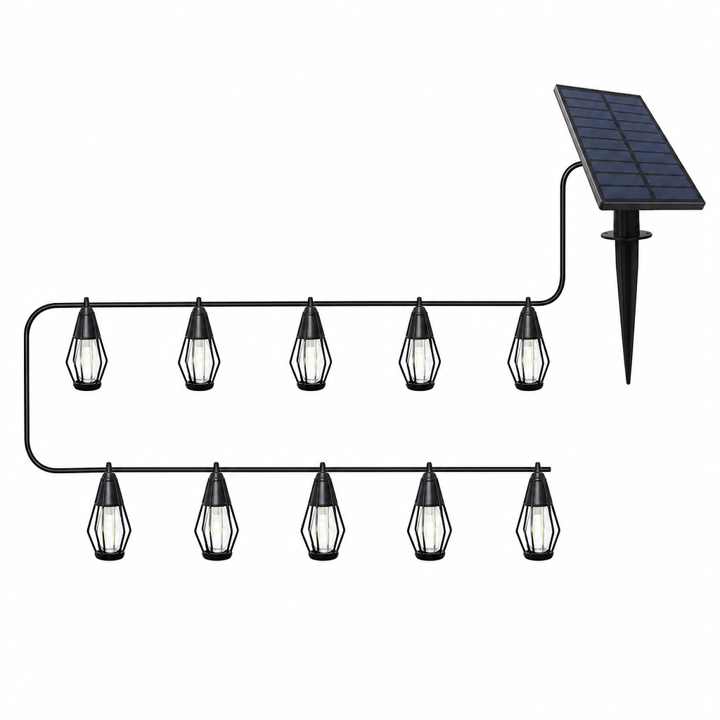 Solar Flame String Lights Outdoor Waterproof Decorative Lighting with Light Sensor for Garden Patio Yard Camping