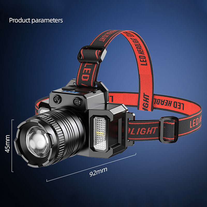 🎣🔦 Wiederaufladbare LED-Stirnlampe mit Bewegungssensor – kabellos & freihändig, ideal für Camping, Angeln & Arbeiten