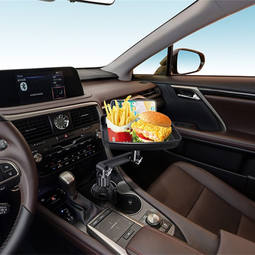 🚗 Auto-Esstablett mit Getränkehalter & Handyhalterung – multifunktionaler Tisch für Kaffee, Snacks & unterwegs