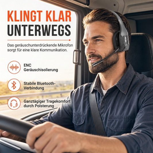🎧 Bluetooth-Headset für Lkw-Fahrer & Fahrer – ENC-Geräuschunterdrückung, automatisches Pairing & langlebiger Akku