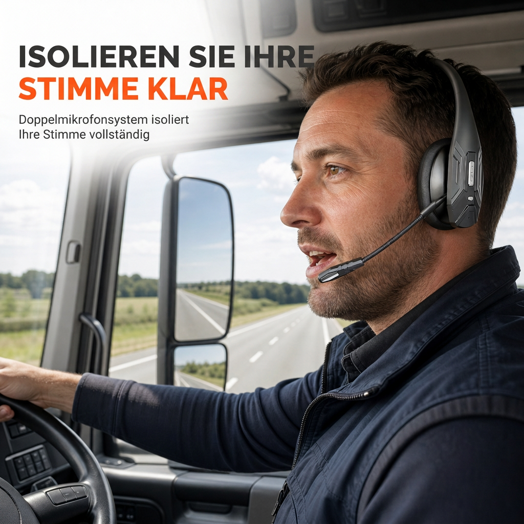 🎧 Bluetooth-Headset für Lkw-Fahrer & Fahrer – ENC-Geräuschunterdrückung, automatisches Pairing & langlebiger Akku