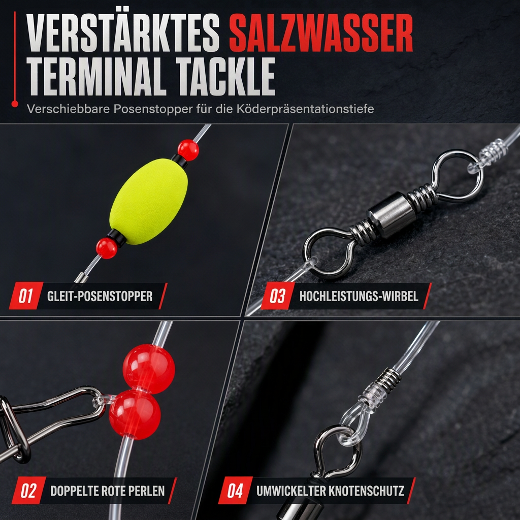 🎣 50% RABATT! 🐟 Vorgebundene Brandungsangel-Montagen mit Pose