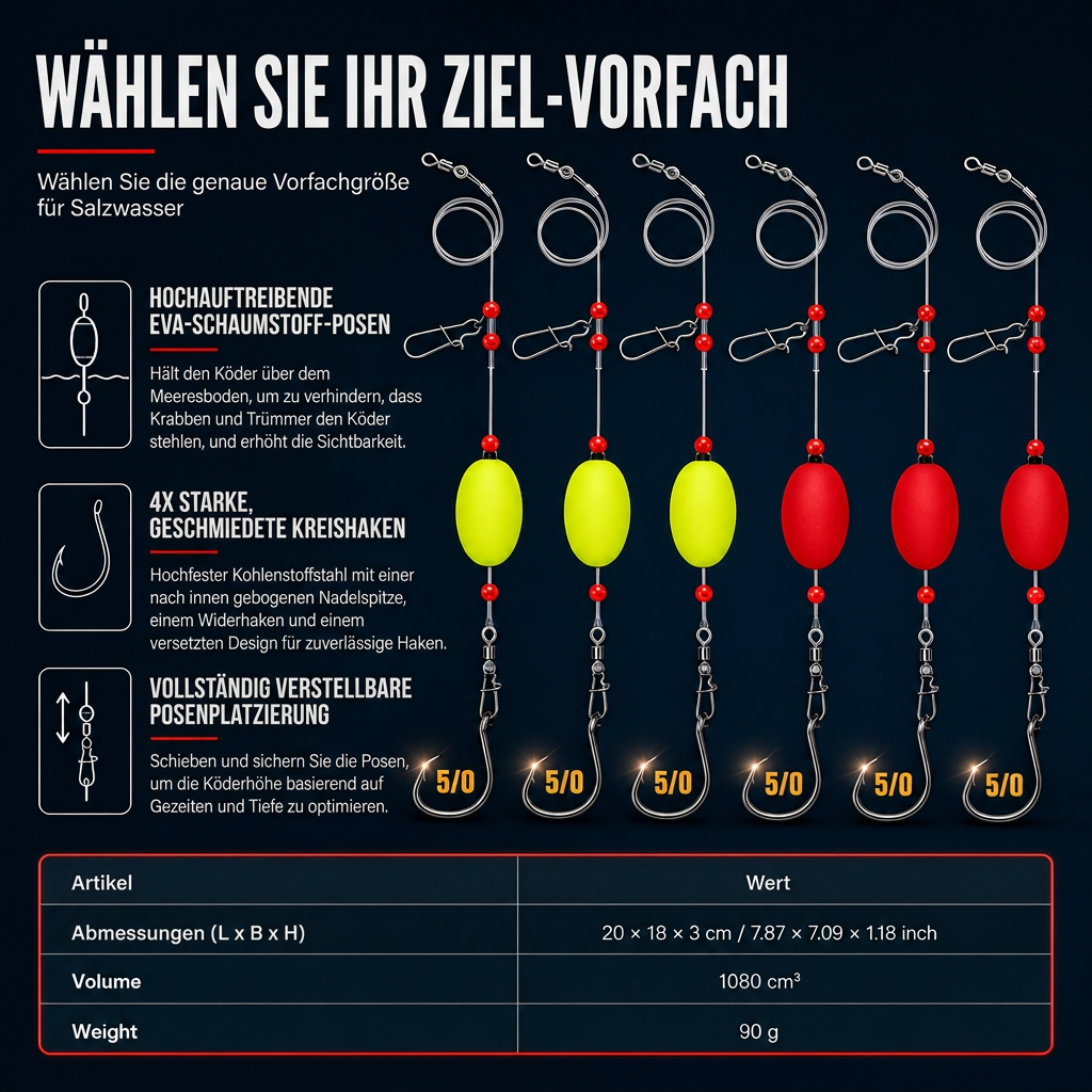 🎣 50% RABATT! 🐟 Vorgebundene Brandungsangel-Montagen mit Pose