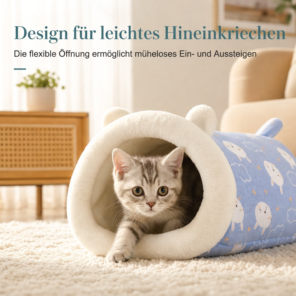 📢📢 JETZT 50 % RABATT!! ⏰Halboffenes warmes Schlafsackbett, weiche Haustierhöhle für tiefen Schlaf mit Decke für Katzen und kleine Hunde
