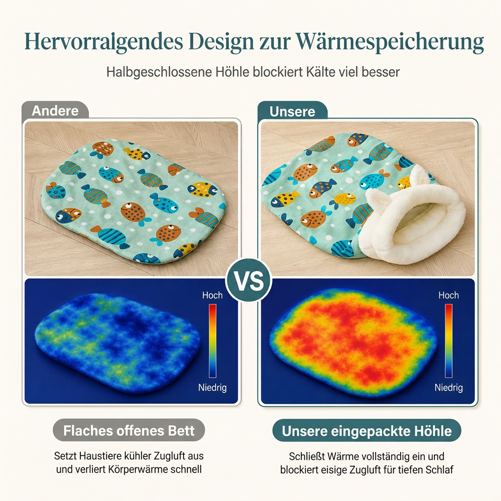 📢📢 JETZT 50 % RABATT!! ⏰Halboffenes warmes Schlafsackbett, weiche Haustierhöhle für tiefen Schlaf mit Decke für Katzen und kleine Hunde