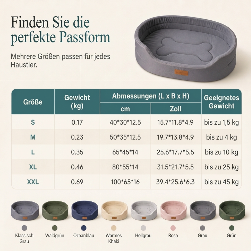 🐾 50% Rabatt – Abnehmbares ovales Haustierbett aus Fleece & Oxford, waschbar & rutschfest für Hunde & Katzen