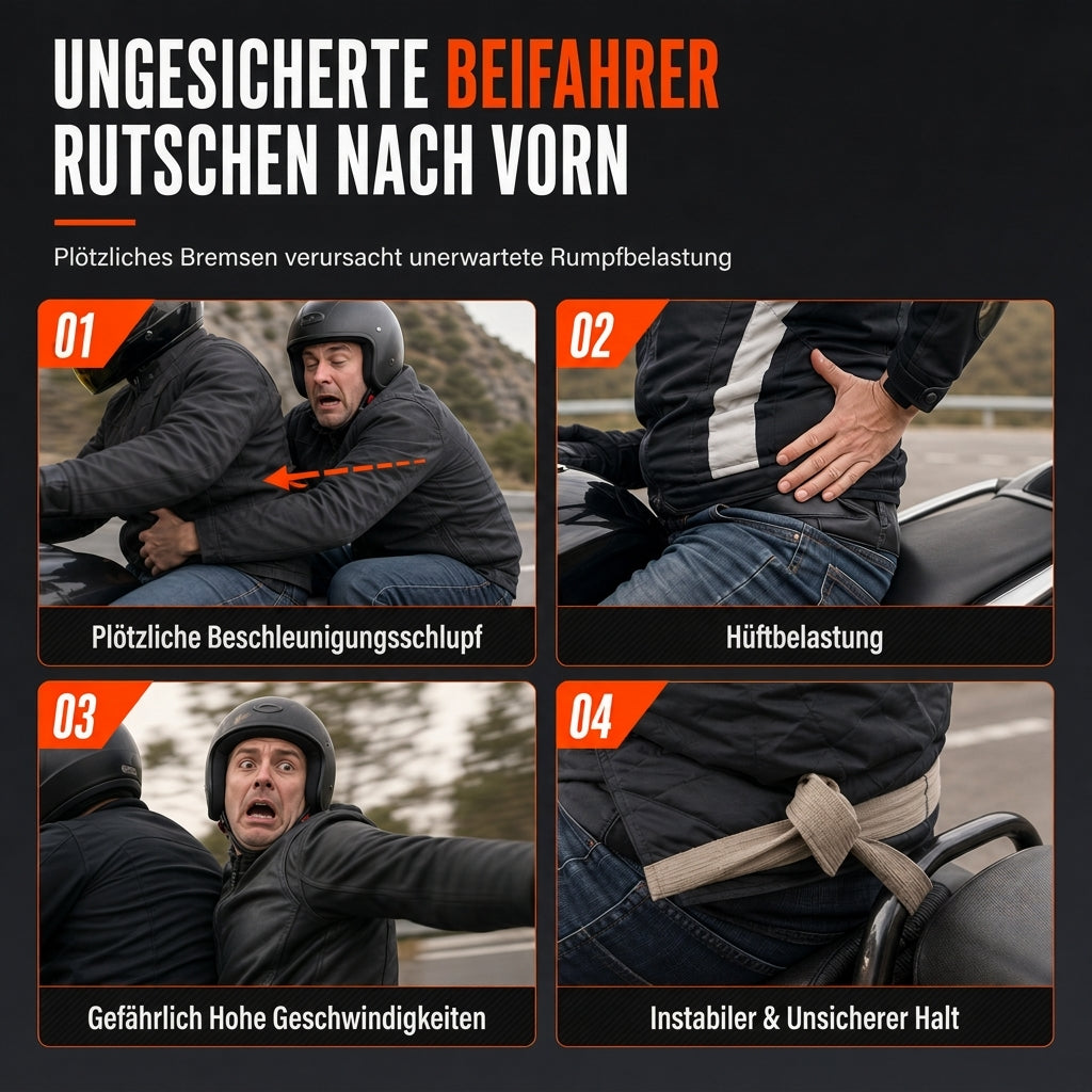 🏍️ 50% Rabatt – Haltegurt für Motorrad-Sozius & Beifahrer, Sicherheitsgriff für ATV & Schneemobil