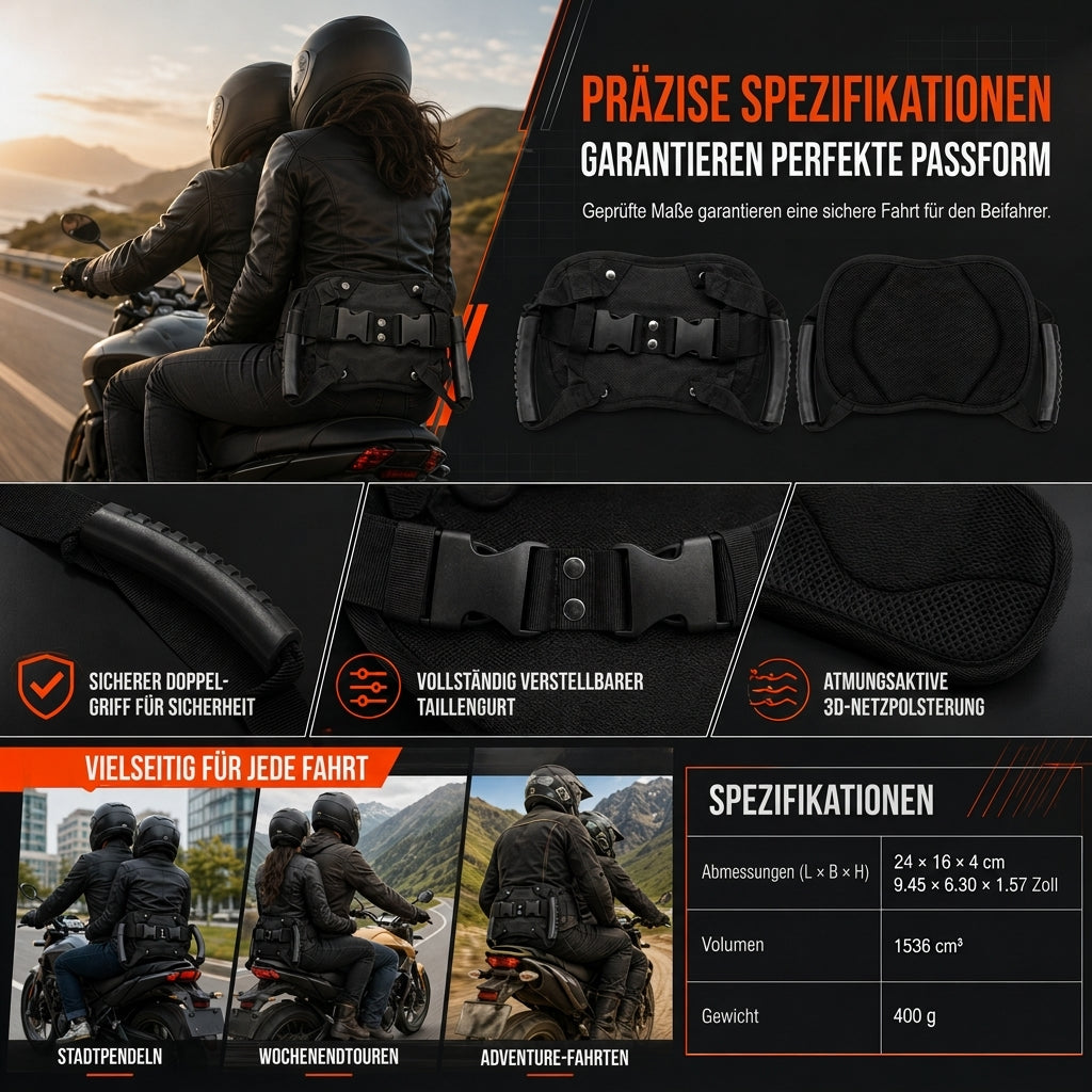 🏍️ 50% Rabatt – Haltegurt für Motorrad-Sozius & Beifahrer, Sicherheitsgriff für ATV & Schneemobil