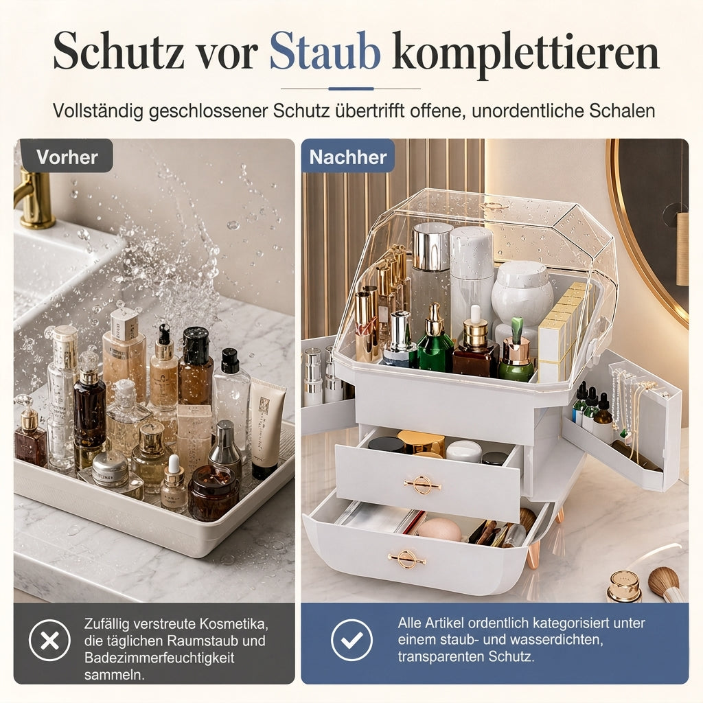 💄 Kosmetik-Organizer für den Schreibtisch – großes Fassungsvermögen, staubdicht & elegant, für Schlafzimmer & Zuhause