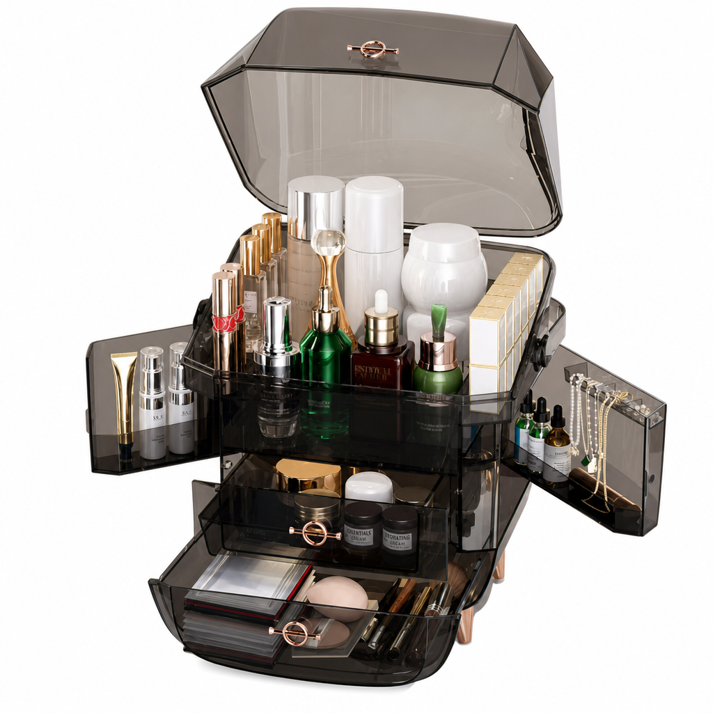 💄 Kosmetik-Organizer für den Schreibtisch – großes Fassungsvermögen, staubdicht & elegant, für Schlafzimmer & Zuhause